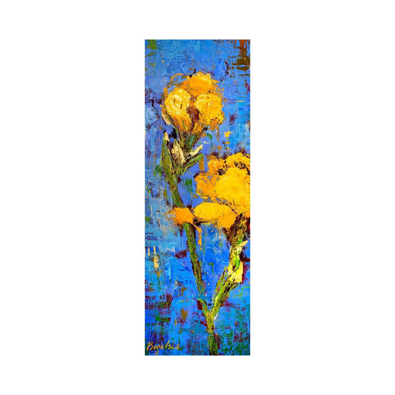 Gold Iris 1 Piece Wrapped Canvas Wall Art, 30.48 cm H x 91.44 cm W x 1.91 cm D