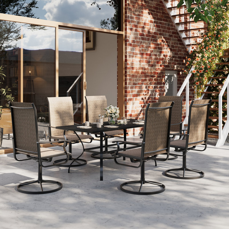 Ensemble repas pour patio 4 personnes Bhairavi, Marron clair