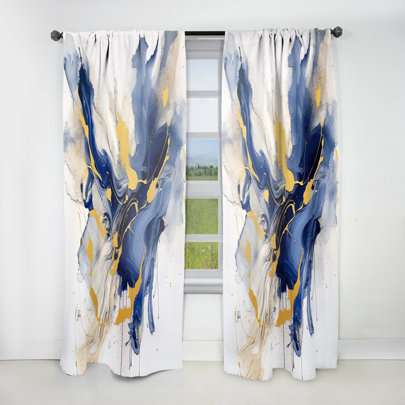 Rideau moderne - obscurcissement de chambre en velours Dunton - foncé et or Dunton - 1 panneau Dunton, L 52 po x L 95 po