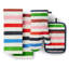 kate spade new york Adventure Stripe Kitchen Towel, Oven Mitt & Pot Holder 4-Pack Set, Absorbent & Heat Resistant, 100% Cotton, Blue/Multi, 17"x28", 7"x13", 7"x10"