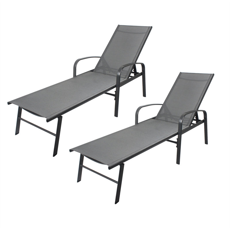 Ensemble de chaise longue d'extérieur en acier Rosaleah