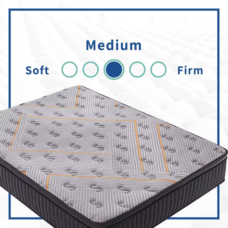 12 Inch Hybrid Mattress - Medium Firm, Memory Foam & Pocketed Coils for Motion Isolation & Pressure Relief, CertiPUR-US Foam, Fiberglass-Free, Mattress in a Box