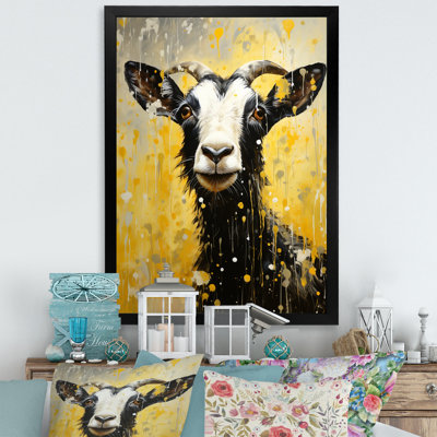 Portrait de chèvre jaune Popart I sur toile