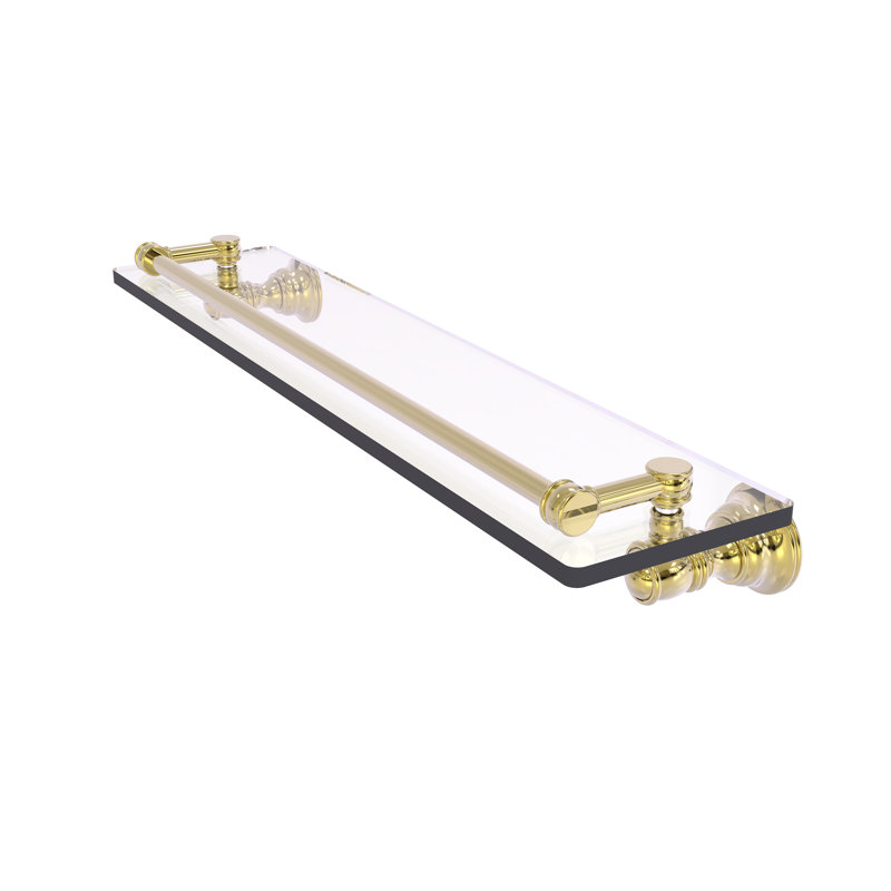 Tablette en verre Freyja, H 3,3 po x l 22 po x P 5,54 po, Laiton non laqué