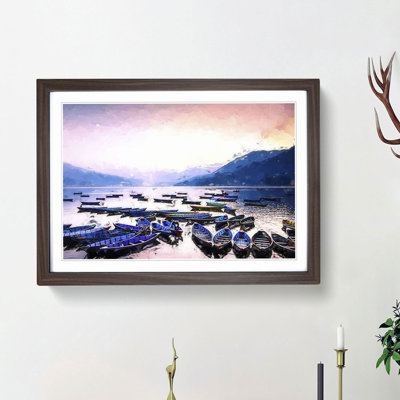 Boats on Phewa Tal Lake in Nepal in Abstract - Picture Frame Painting Print