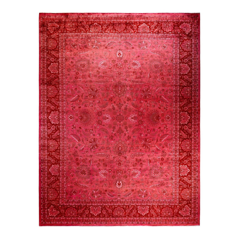 Tapis rose noué à la main de conception unique Holsworth - rose