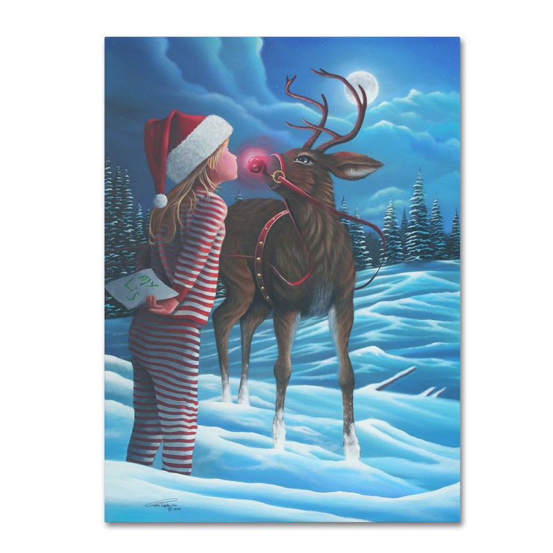 «Rudolph Kiss» par Geno Pe People, reproduction sur toile, H 47 po x l 35 po