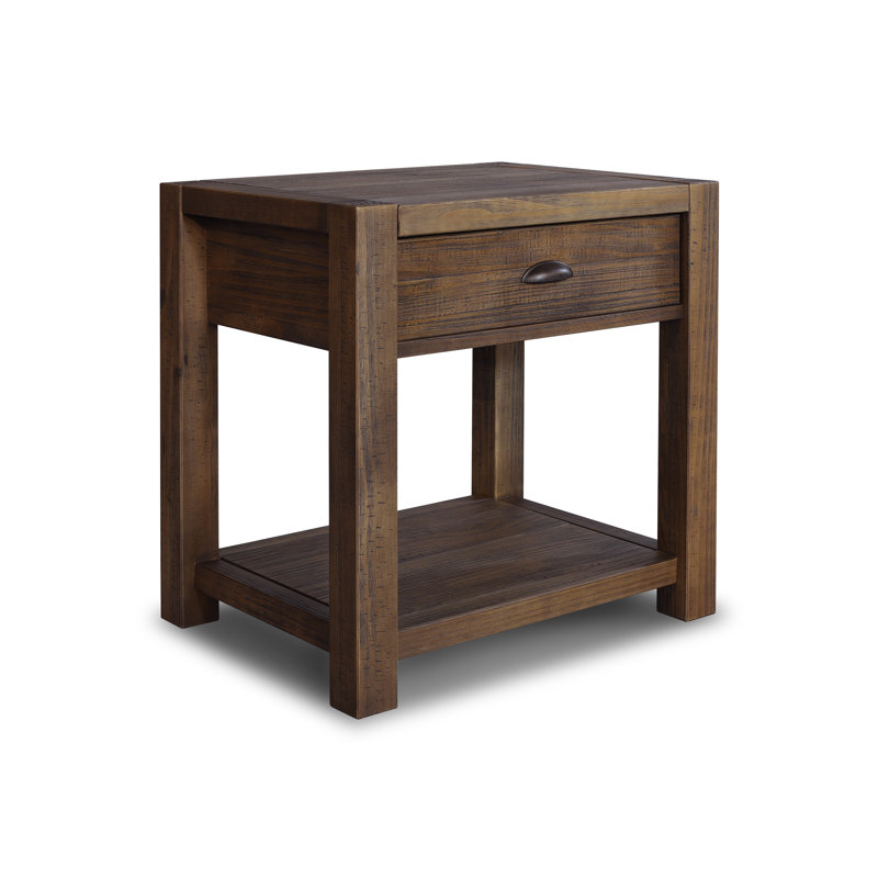 Montauk Solid Wood End Table, Rustic Walnut