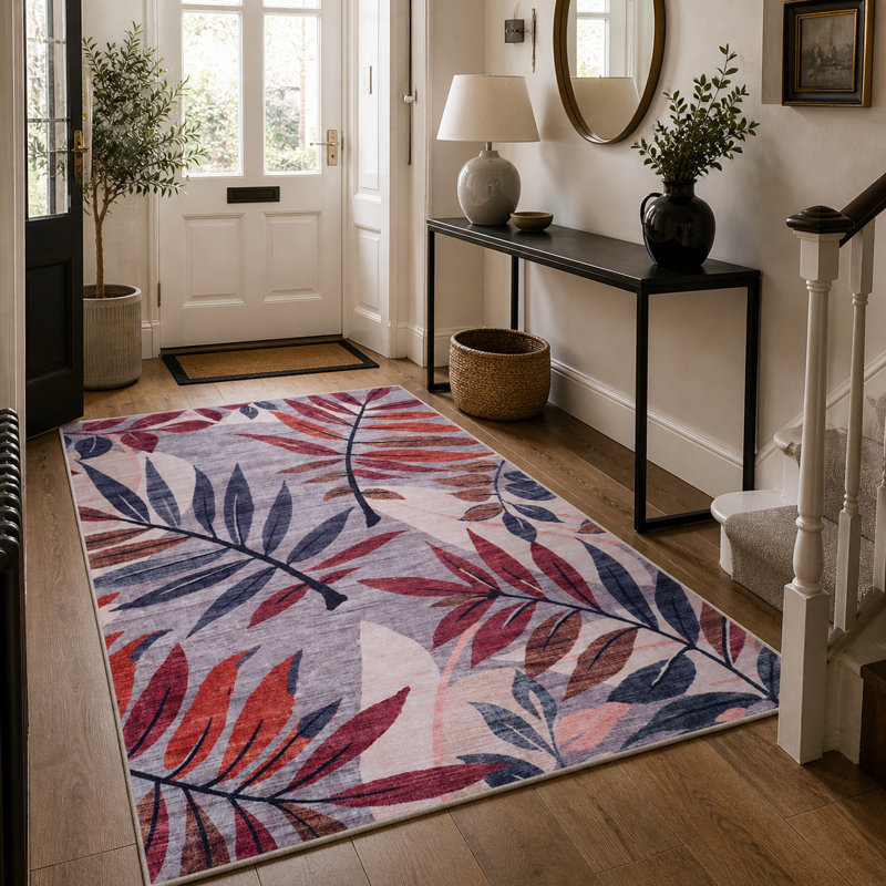 Floral Flatweave Area Rug, 60 x 100 cm