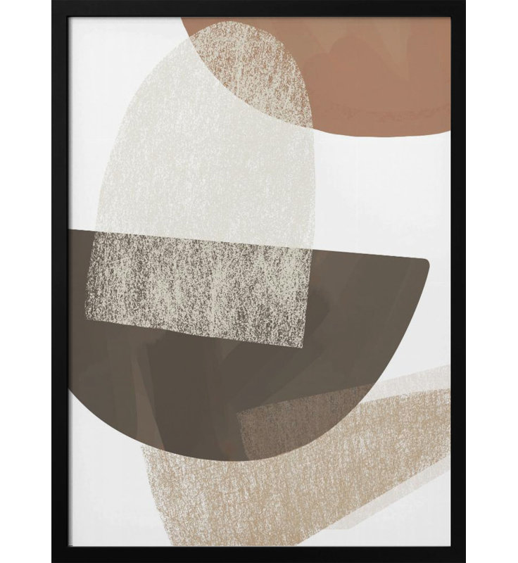 «Earth Tone Geometric», art mural texturé encadré, Cadre noir, H 14 po x l 10 po