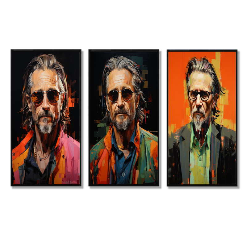 Portrait Pop Old Olive Pop Art, H 28 po x l 36 po, Cadre flottant noir
