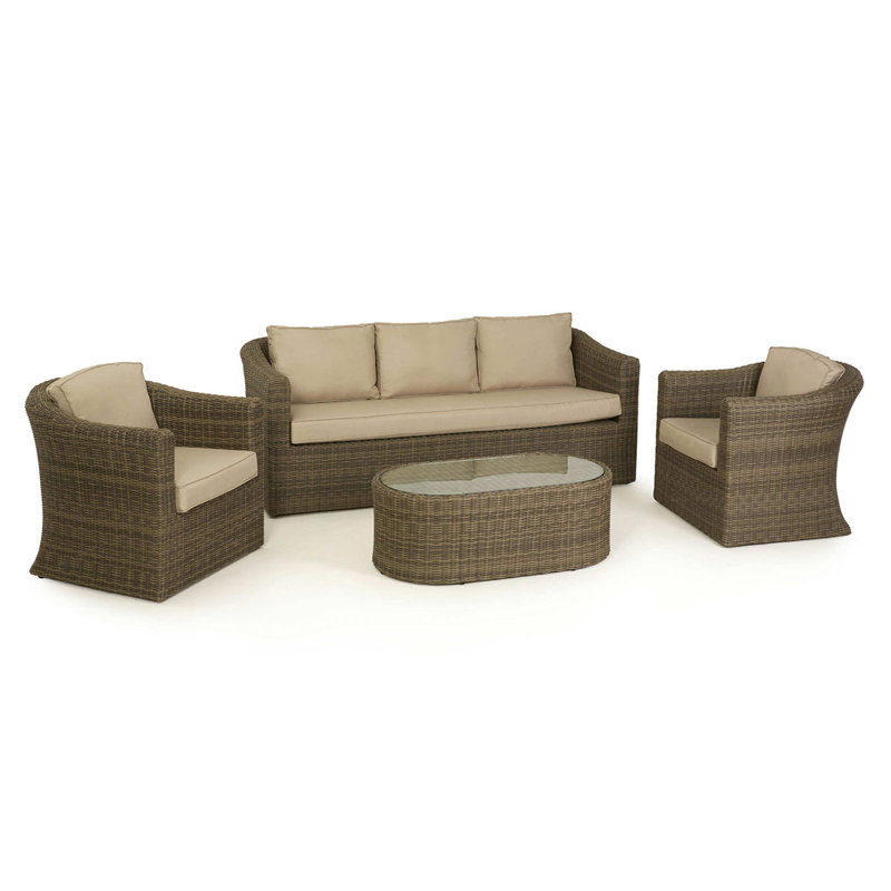Balch 3 Seat Rattan Sofa Set