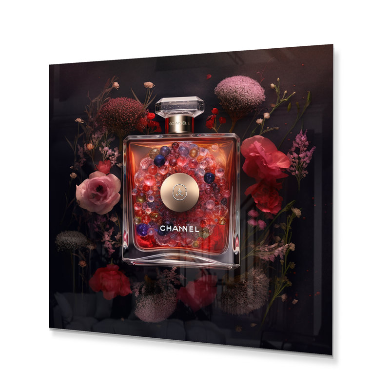 Rose, parfum, élégance parfumée II, impression sur métal, H 29 po x l 29 po x P 1 po