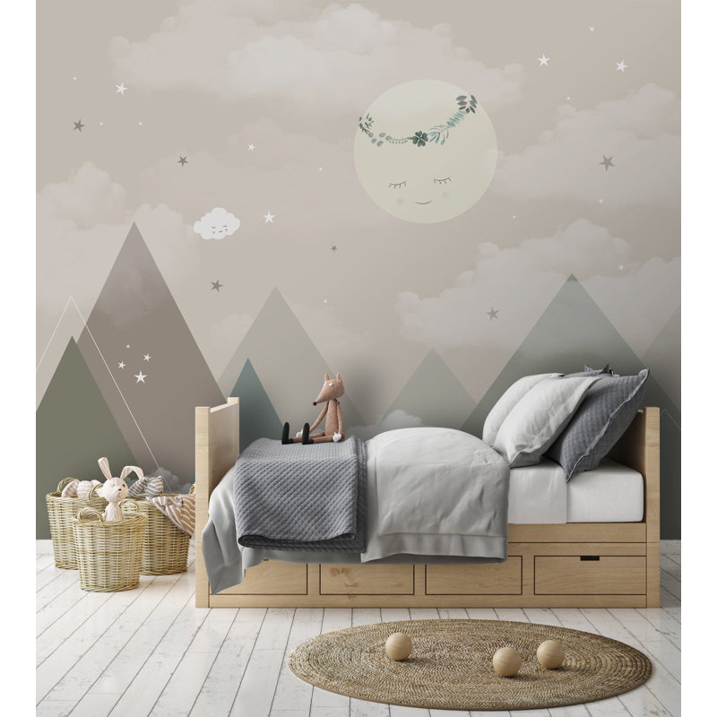 Papier peint pour enfant Fullmoon Triangle, Rose, L 75,96 po x l 114 po