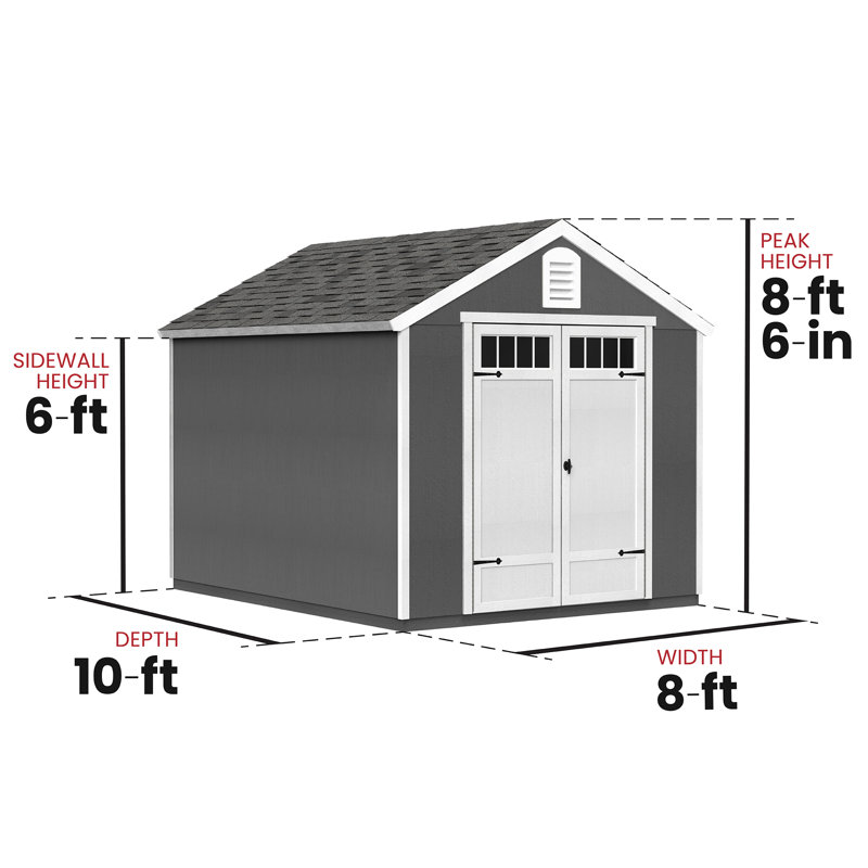 Greenbriar Wood Storage Shed 8 ft. W x 10 ft. D (Professional Installation Available), Yes