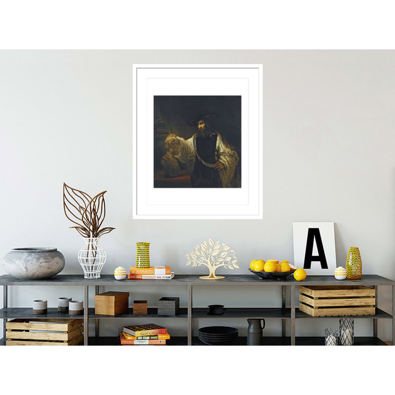 «Aristotle with a Bust of Homer» par Rembrandt van Rijn - Estampe numérique encadrée, H 20,75 po x l 17,75 po