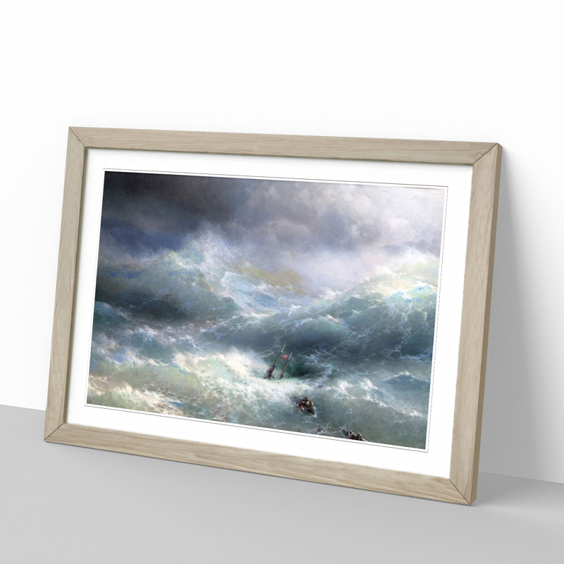The Wave by Ivan Aivazovsky - Picture Frame Painting, 48cm H x 65cm W x 2cm D, Oak