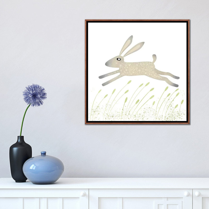 «Hare» par Nic Squirrell - impression d'art graphique, Toile classique avec cadre brun, H 18 po x l 18 po x 1,5 po