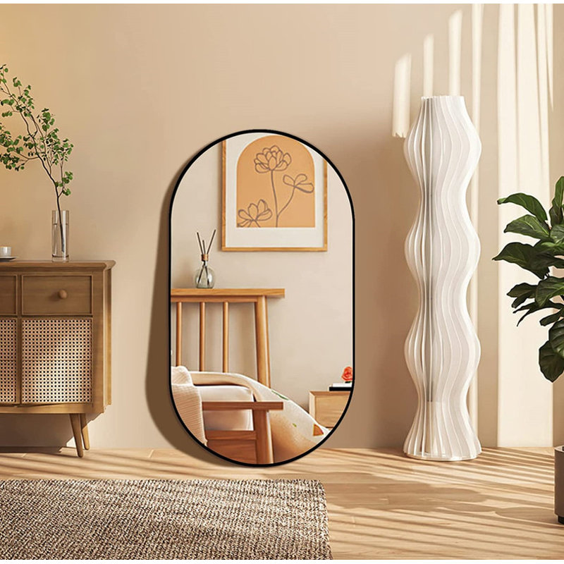 Miroir ovale noir en métal 20 po x 28 po