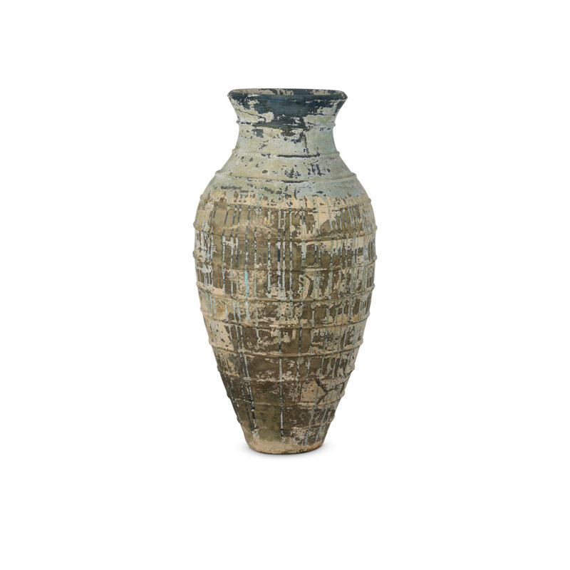Lipari - Extra Large Urn Planter - Antique White, Antique White, Blue Drip