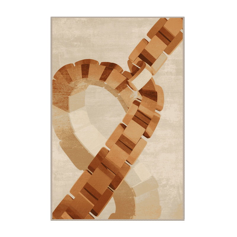 Tapis beige moelleux moelleux moderne et contemporain - reliure beige, 4 x 6