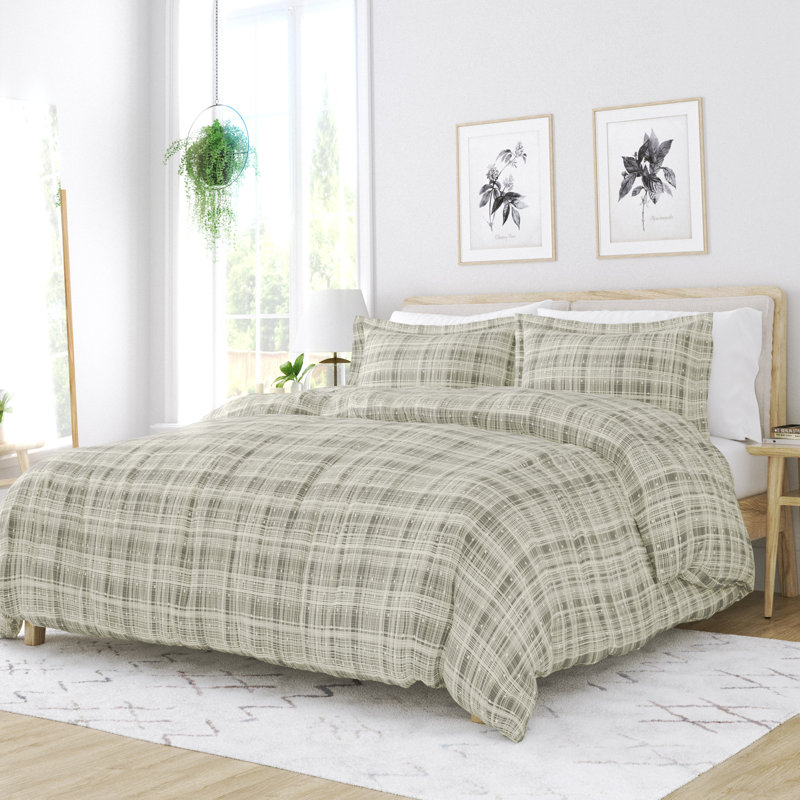 Gray Polka Dot Microfiber Queen Duvet Cover Set with Shams