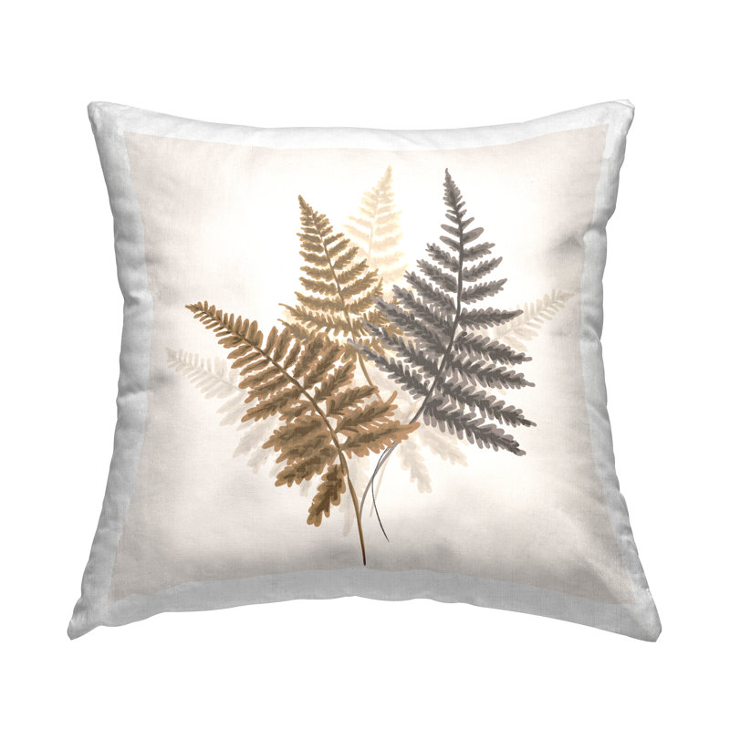 Coussin décoratif doux à motif de plantes fougères disposées sur beige par House Of Rose