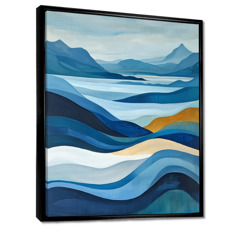 «Northard Blue Ethereal Coastal Horizon I», reproduction d'art sur toile encadrée, H 20 po x l 12 po, Noir