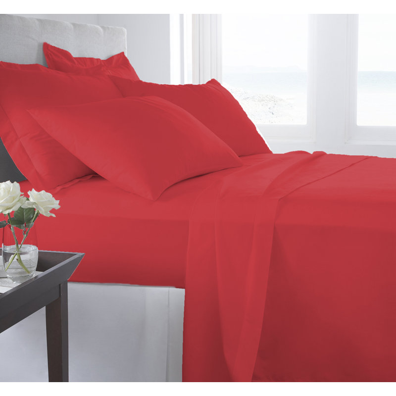 Ensemble de draps Signature Series, Rouge, Ensemble de draps pour lit double + un drap-housse