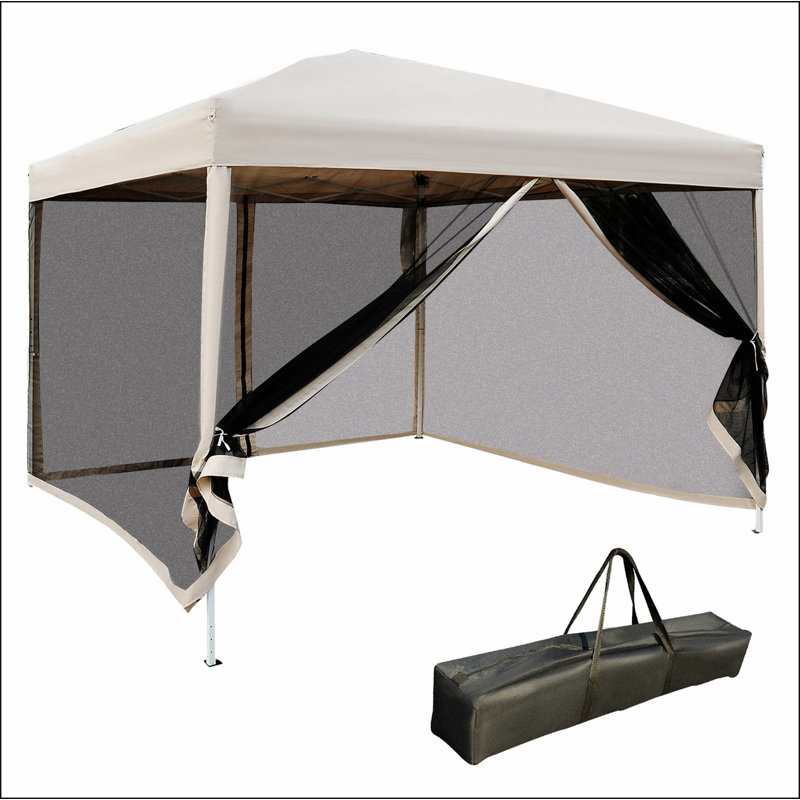 210D Oxford 10' x 10' Pop Up Canopy Tent with Netting, Instant Screen Room House, Tents for Parties, Height Adjustable, with Carry Bag, for Outdoor, Garden, Patio