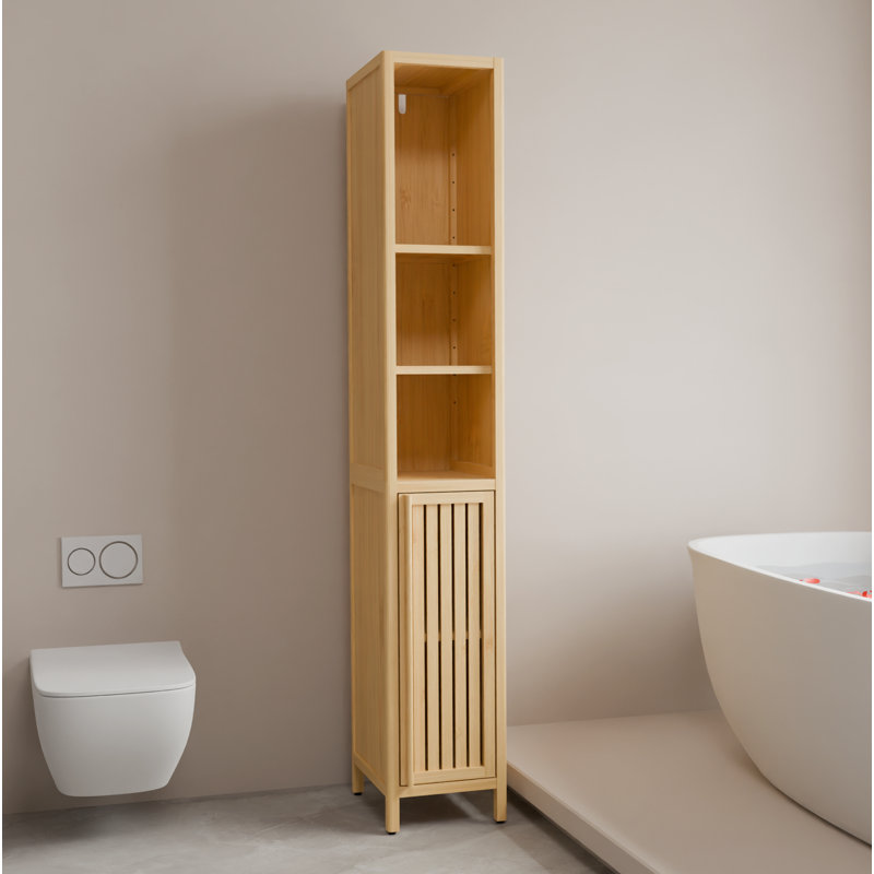 Natural Bamboo Large Capacity Thin And Tall Cabinet