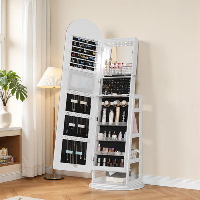 Armoire pour bijoux autoportante pivotante à 360 °