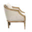 Élégante chaise d'appoint avec passepoil et bois récupéré sophistiqué avec pieds en tissage massif