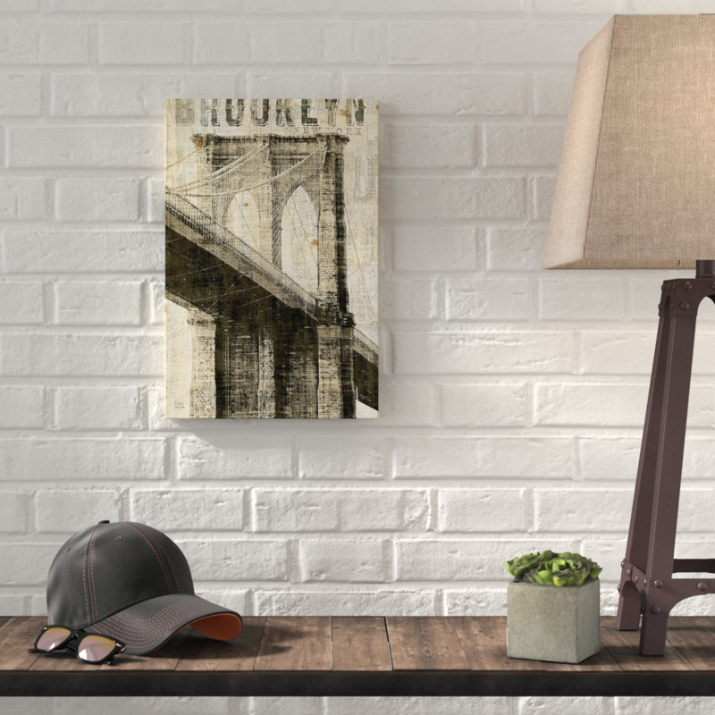 « rétro ny brooklyn bridge », impression sur toile tendue, H 12 po x l 8 po x P 0,75 po