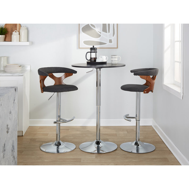 Ensemble de 2 tabourets réglables Mid-Century avec pivot en métal chromé, Charcoal