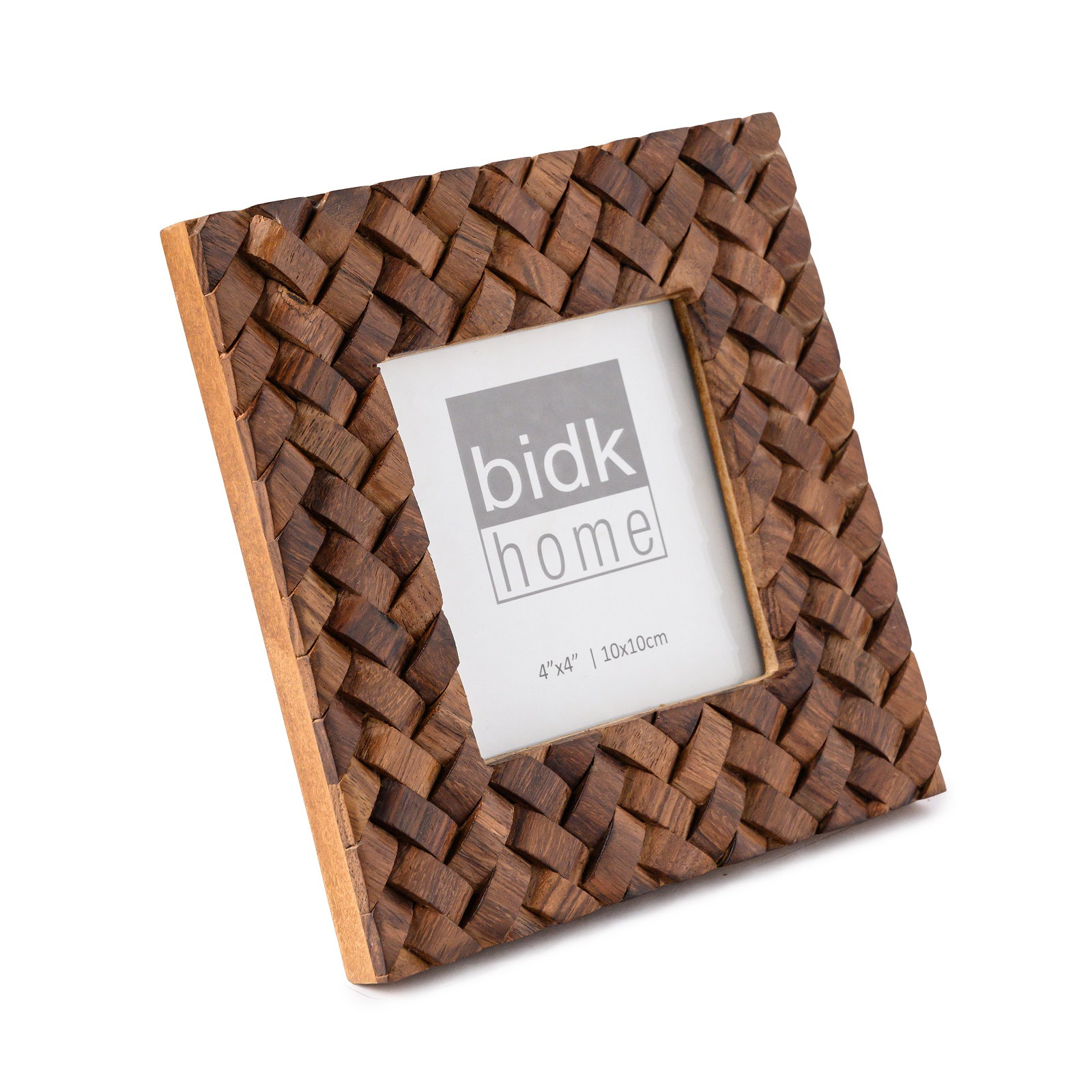 8X10” Criss Cross Wood Picture Frame, 4" W x 4" H