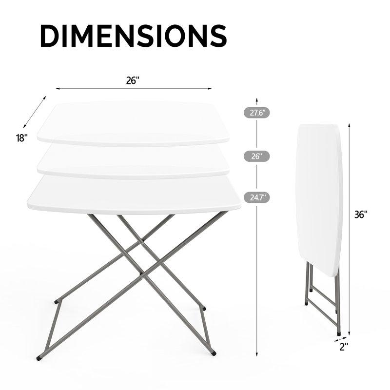 Table pliante réglable en hauteur portable , Blanc