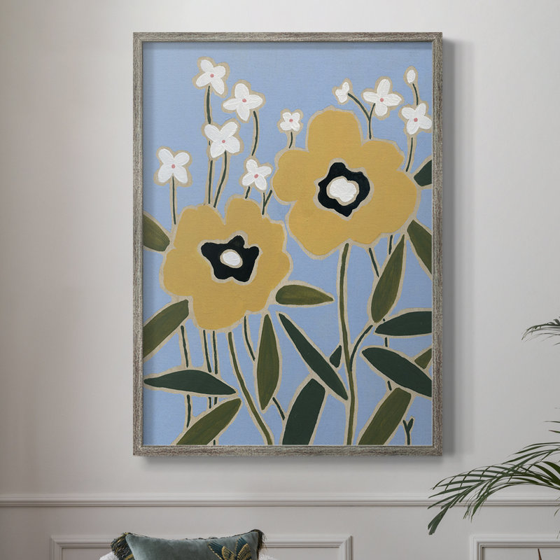 Impression sur bois Woodblock Floral II - bois massif 47904, H 11 po x l 9 po