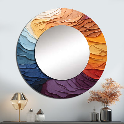 Yellow Orange Lyrical Abstraction Lyrical Sunset II - Abstract Round Mirror Wall Decor