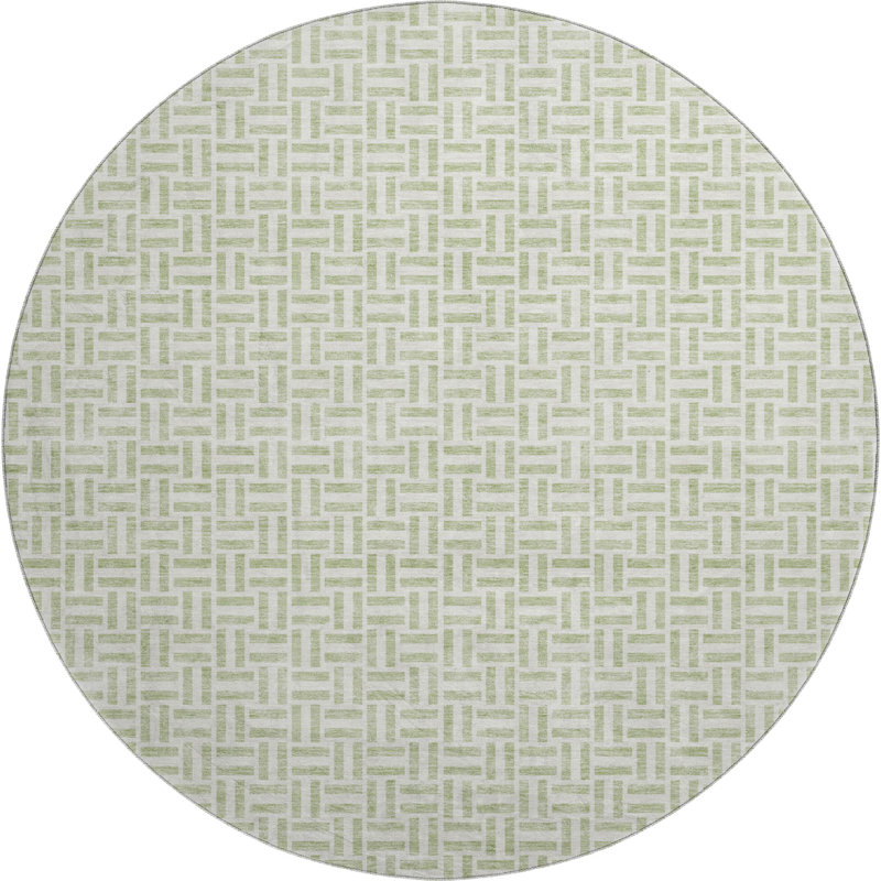 Premium Machine Washable Prisco Aloe Rug, Round 8'