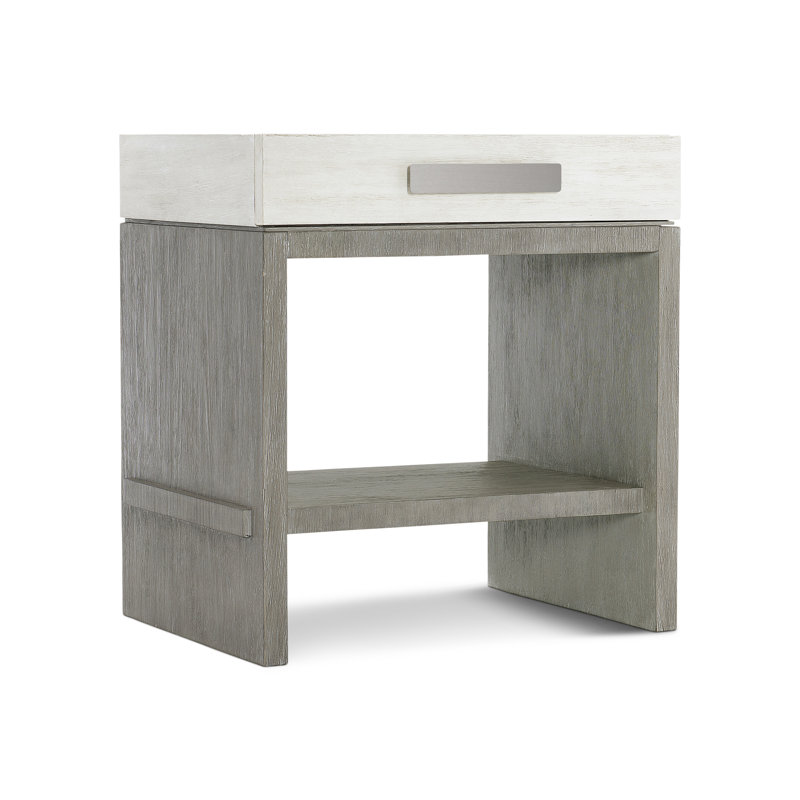 Foundations 1 - Drawer Solid Wood Nightstand, Light Shale