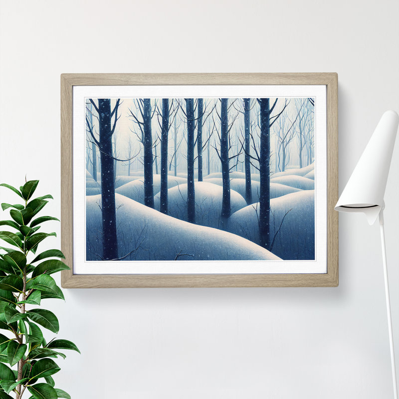 Hopeful Winter Forest - Single Picture Frame Print, 25cm H x 34cm W x 2cm D, Oak