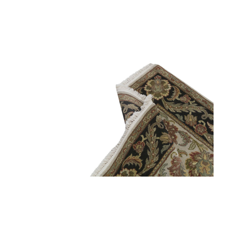 Tapis crème et brun noué à la main de haute qualité