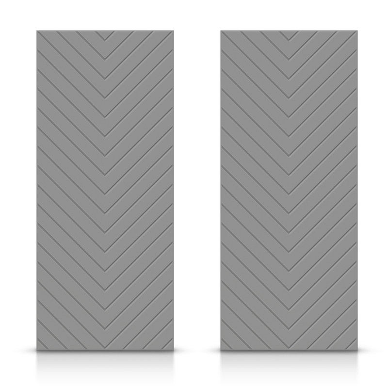 Portes de placard coulissantes à panneaux en bois manufacturé, Gris clair, 48 po x 84 po