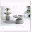 Table basse grise patinée avec plateau rond et base piédestal