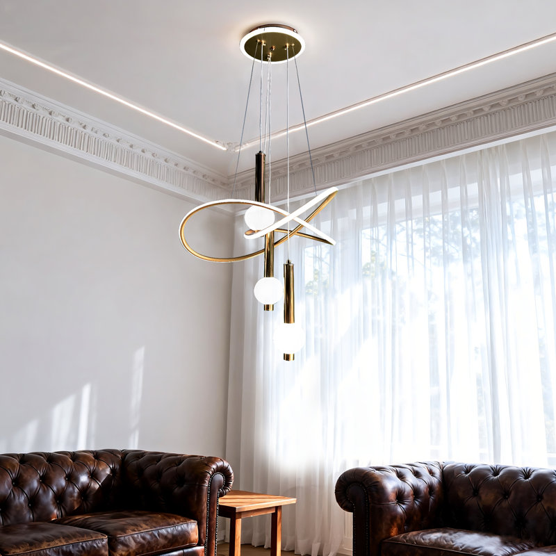 Luminaire suspendu doré 3 lumières pour salle à manger