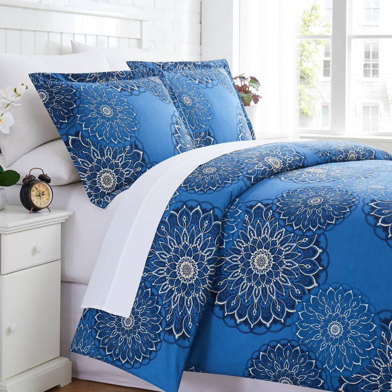 Midnight Floral Duvet Cover Set, Blue/Yellow, King Duvet Cover + 2 Shams