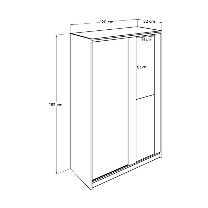 Gerling 2 Door Manufactured Wood Wardrobe, 120cm H x 187cm W x 40cm D