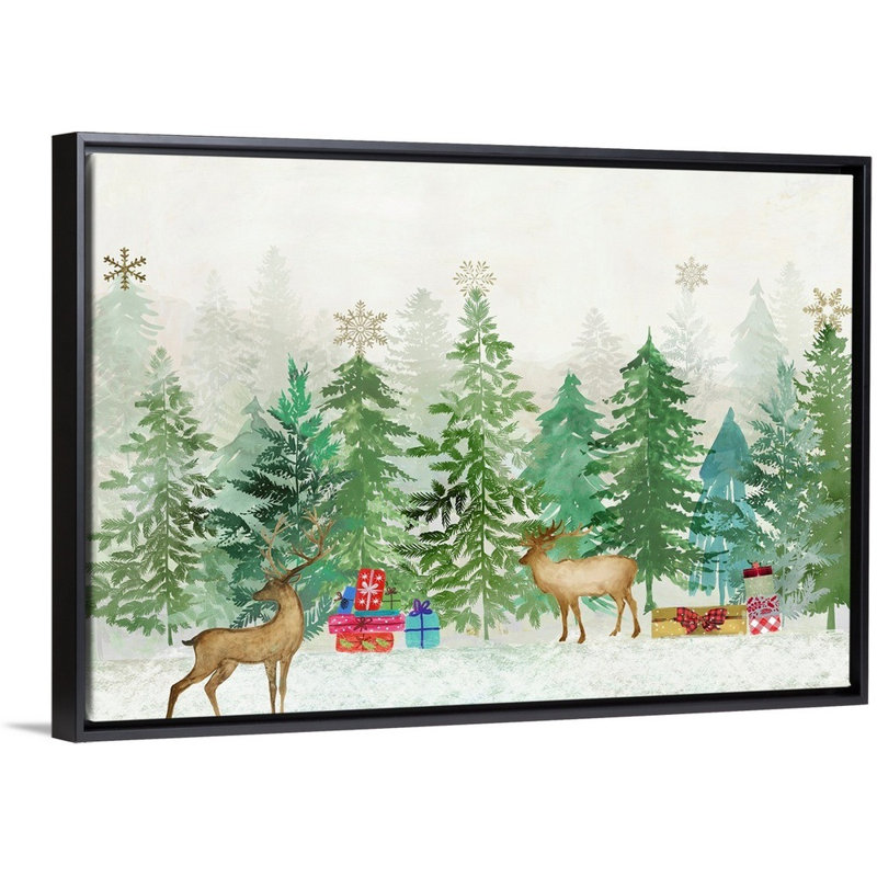 Magie de Noël - reproduction d'art sur toile, H 14 po x l 20 po x P 1,75 po, Cadre noir