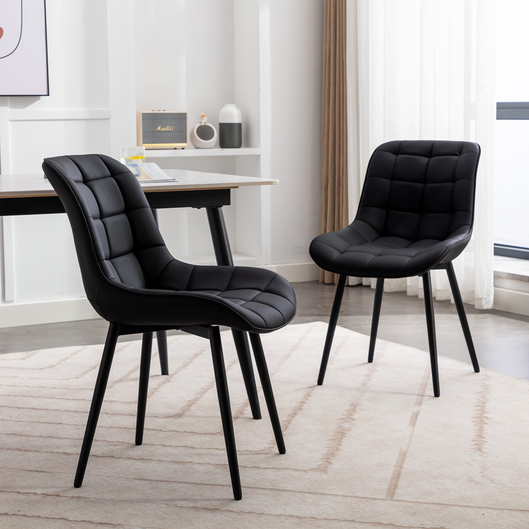 Seferina Leather Dining Chairs Set of 2 – Modern Upholstered Kitchen Side Chairs with Sturdy Metal Legs, Mid-Century Design for Dining Room, Restaurant & Office (Set of 2) Latitude Run® Upholstery